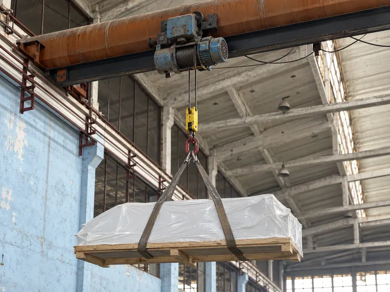 Five-ton overhead hoist inside the warehouse